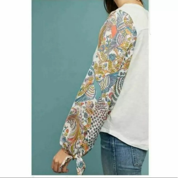 ANTHROPOLOGIE New Maybelle Tied-Sleeve Top, SIZE XS - Picture 2 of 3